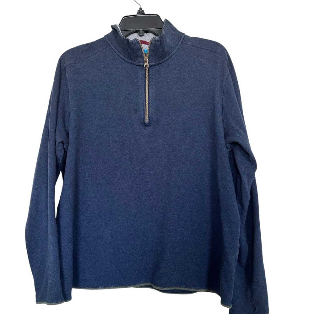 Robert Graham Mens Sz XL Blue Long Sleeve Pullover Quarter Zip Sweater
